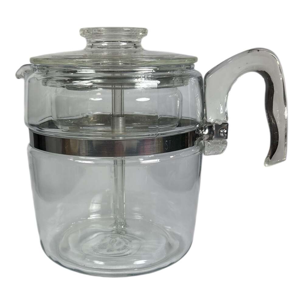 Vintage 7759 B Pyrex 9 Cup Glass Percolator Coffee Pot Flame Ware Complete Set - Picture 2 of 7